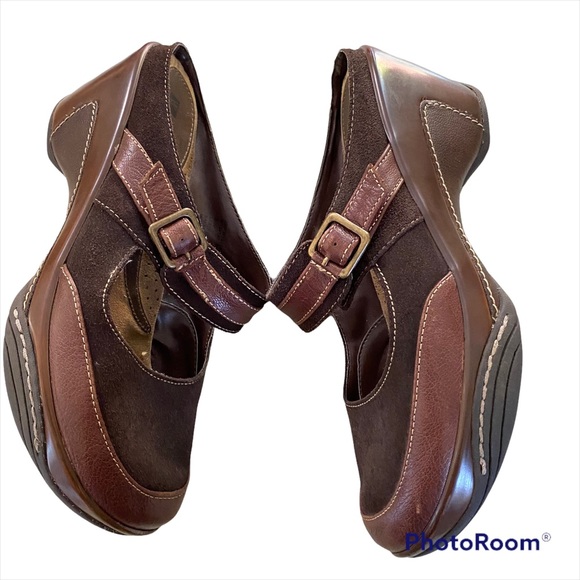 Women’s Leather Suede Wedge Heel Mules Clogs - Picture 5 of 8